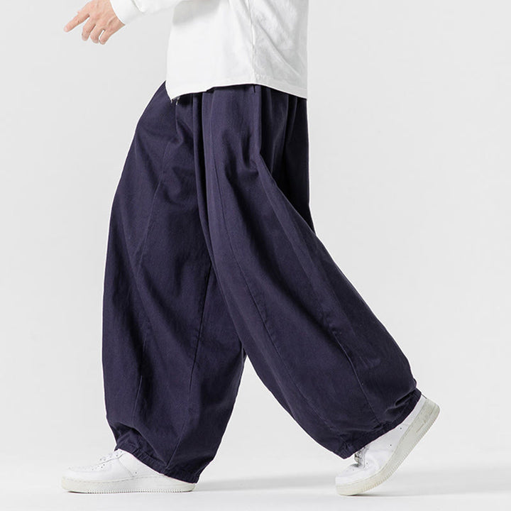 Pantaloni da uomo in cotone a gamba larga con tasche e coulisse, modello invernale Buddha Stones - image 6