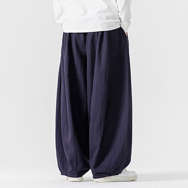 Pantaloni da uomo in cotone a gamba larga con tasche e coulisse, modello invernale Buddha Stones - image 5