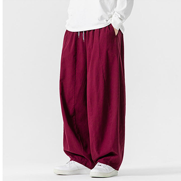 Pantaloni da uomo in cotone a gamba larga con tasche e coulisse, modello invernale Buddha Stones - image 33