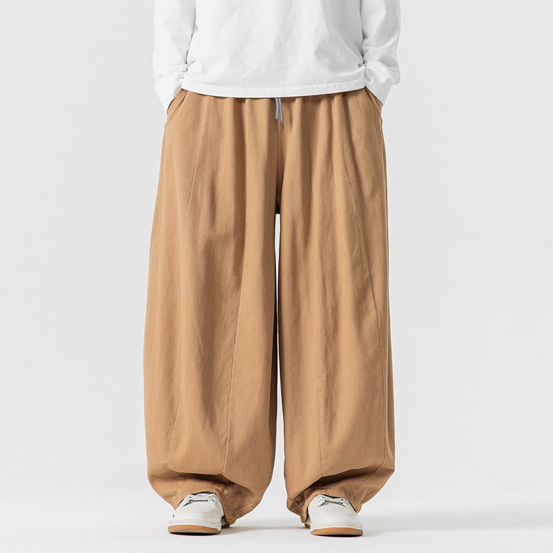 Pantaloni da uomo in cotone a gamba larga con tasche e coulisse, modello invernale Buddha Stones - NavajoWhite - US/UK/AU46, EU56 (5XL) - image 8