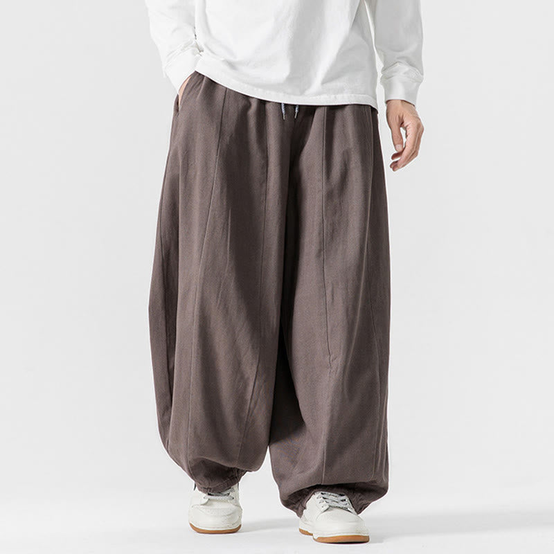 Pantaloni da uomo in cotone a gamba larga con tasche e coulisse, modello invernale Buddha Stones - image 25