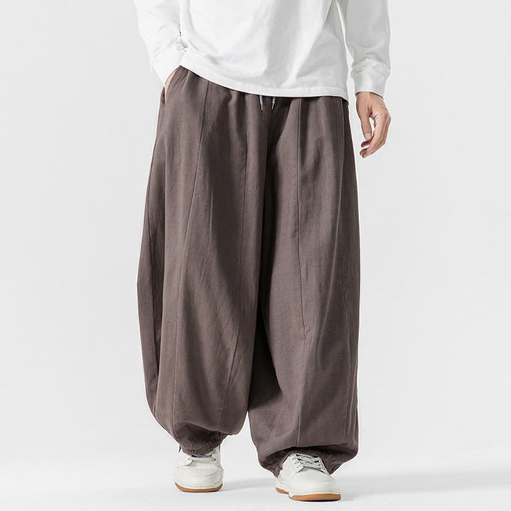 Pantaloni da uomo in cotone a gamba larga con tasche e coulisse, modello invernale Buddha Stones - image 25