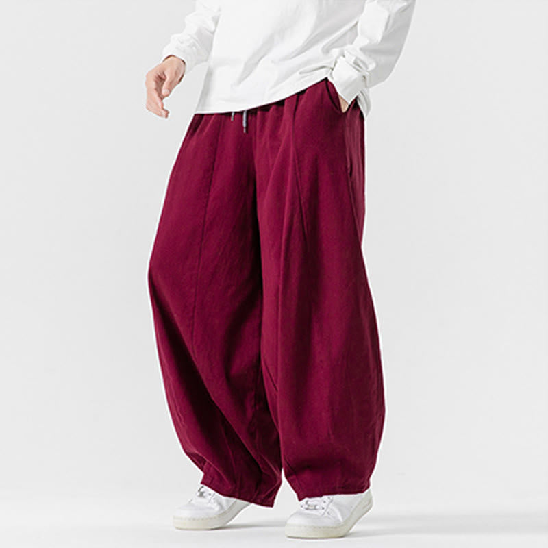 Pantaloni da uomo in cotone a gamba larga con tasche e coulisse, modello invernale Buddha Stones - image 35