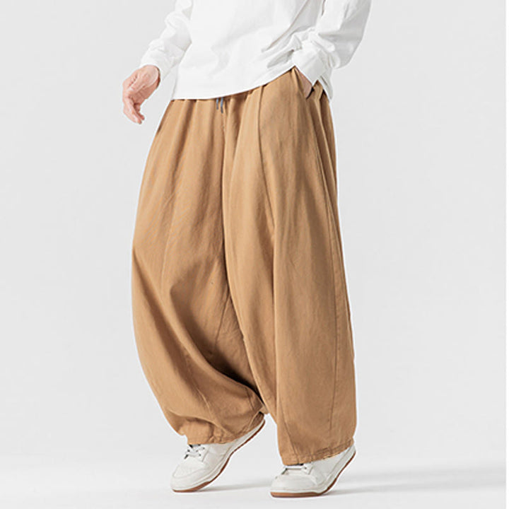 Pantaloni da uomo in cotone a gamba larga con tasche e coulisse, modello invernale Buddha Stones - image 13