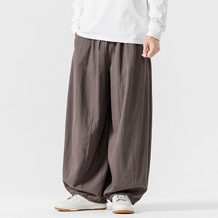 Pantaloni da uomo in cotone a gamba larga con tasche e coulisse, modello invernale Buddha Stones - image 27