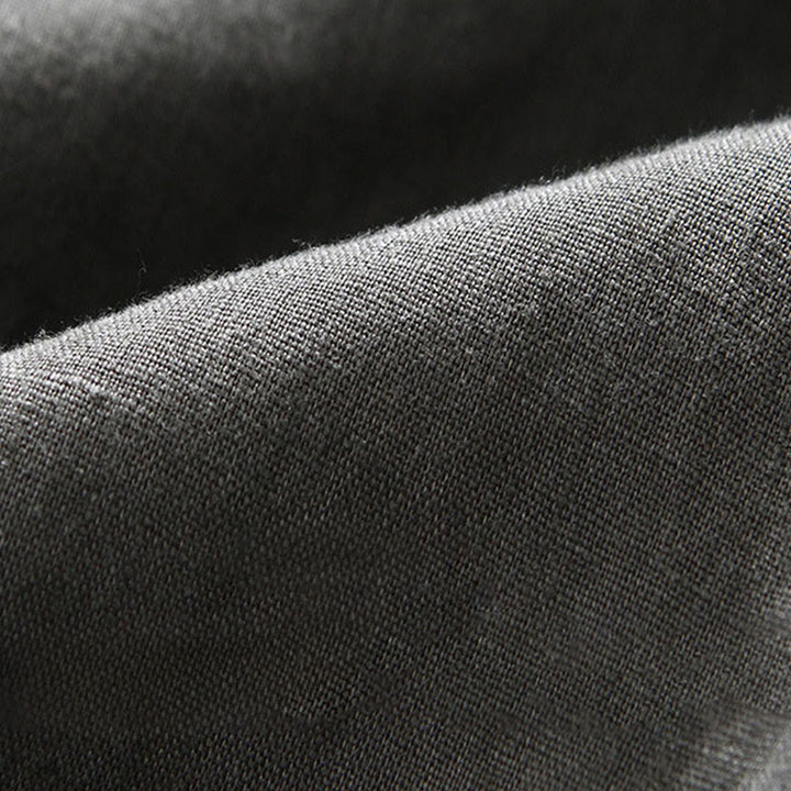 Camicia da uomo in lino con maniche a tre quarti, colletto rialzato, bottoni e tasche, tinta unita, Buddha Stones Fall - image 9