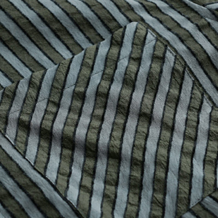 Camicia da uomo in cotone a maniche lunghe con colletto rialzato, a righe, con bottoni, stile vintage Buddha Stones - image 5