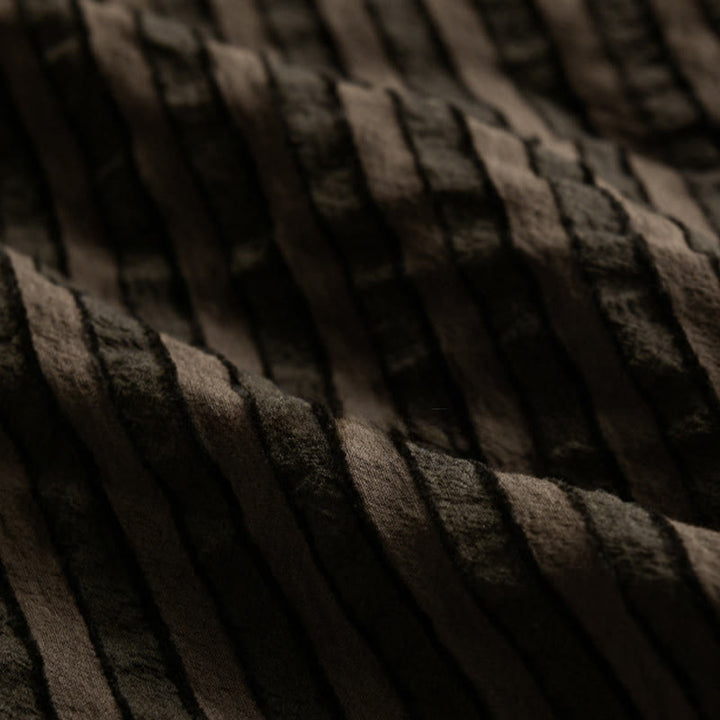 Camicia da uomo in cotone a maniche lunghe con colletto rialzato, a righe, con bottoni, stile vintage Buddha Stones - image 15