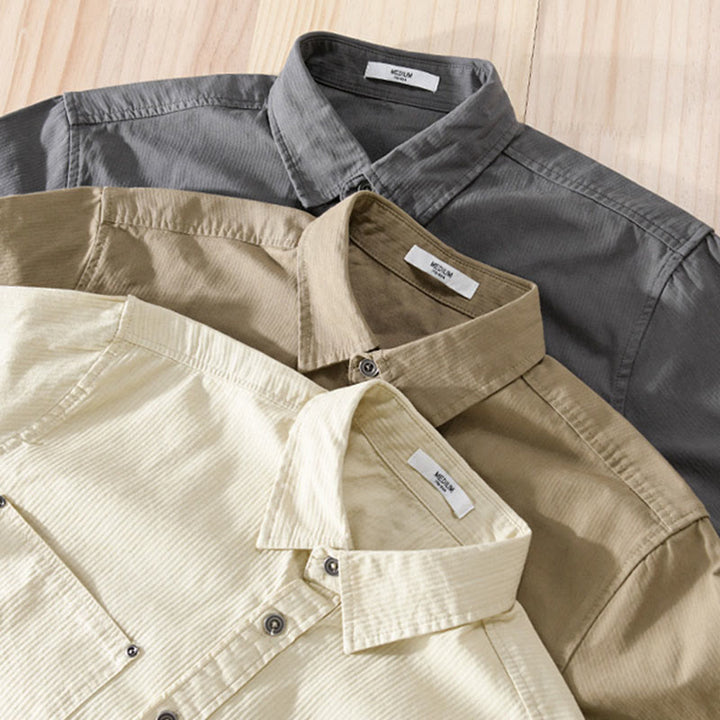 Camicia da uomo in cotone a maniche lunghe con colletto rialzato, Buddha Stones Fall Triangle Rhombus, tasca decorativa con bottoni - image 24