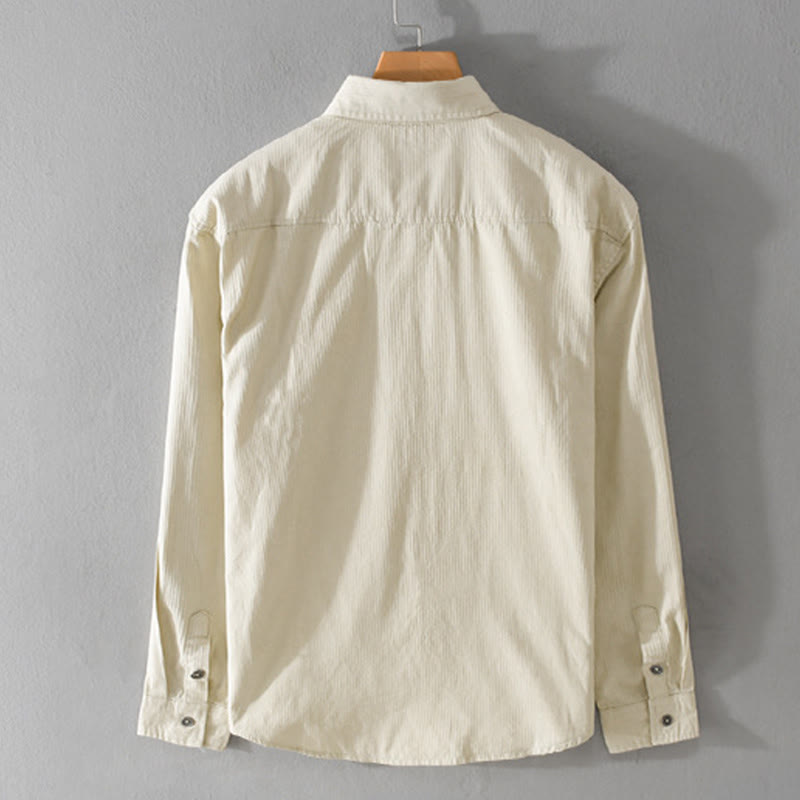 Camicia da uomo in cotone a maniche lunghe con colletto rialzato, Buddha Stones Fall Triangle Rhombus, tasca decorativa con bottoni - image 7