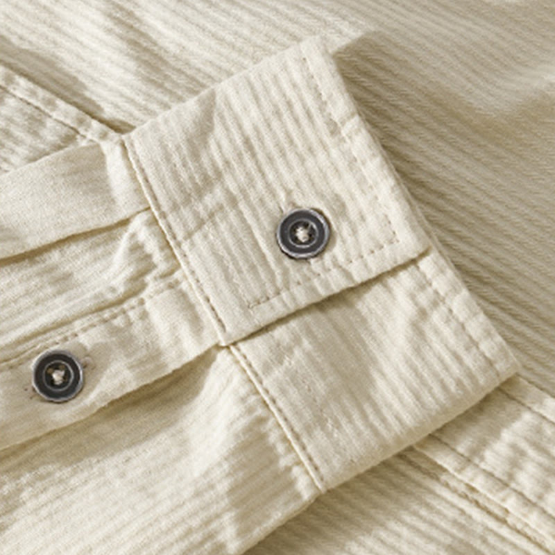 Camicia da uomo in cotone a maniche lunghe con colletto rialzato, Buddha Stones Fall Triangle Rhombus, tasca decorativa con bottoni - image 12