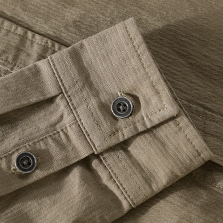 Camicia da uomo in cotone a maniche lunghe con colletto rialzato, Buddha Stones Fall Triangle Rhombus, tasca decorativa con bottoni - image 20