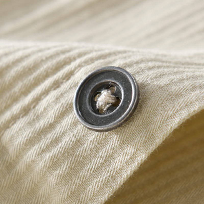 Camicia da uomo in cotone a maniche lunghe con colletto rialzato, Buddha Stones Fall Triangle Rhombus, tasca decorativa con bottoni - image 9