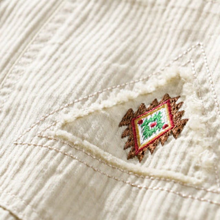 Camicia da uomo in cotone a maniche lunghe con colletto rialzato, Buddha Stones Fall Triangle Rhombus, tasca decorativa con bottoni - image 11