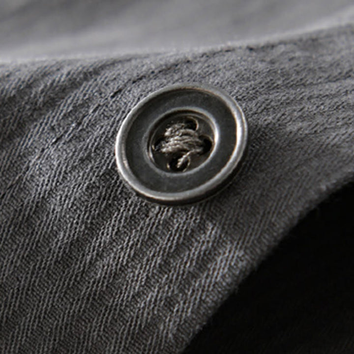 Camicia da uomo in cotone a maniche lunghe con colletto rialzato, Buddha Stones Fall Triangle Rhombus, tasca decorativa con bottoni - image 4