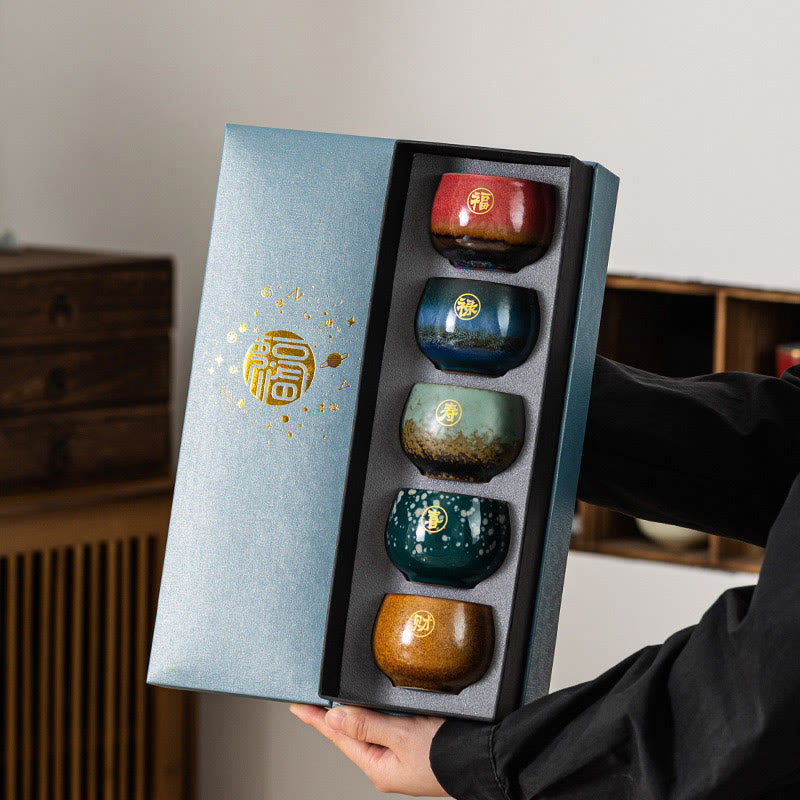 Tazza da tè in ceramica dipinta a mano con motivo Fu Buddha Stones, tazza da tè Kung Fu con scatola regalo - image 7