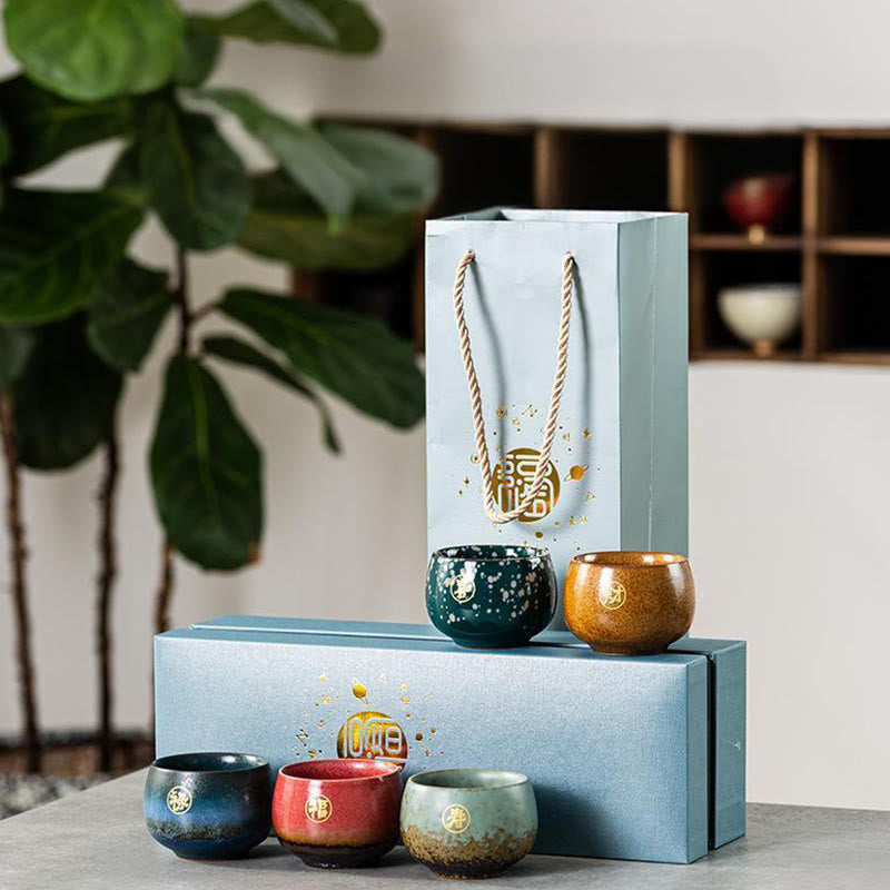 Tazza da tè in ceramica dipinta a mano con motivo Fu Buddha Stones, tazza da tè Kung Fu con scatola regalo - image 11