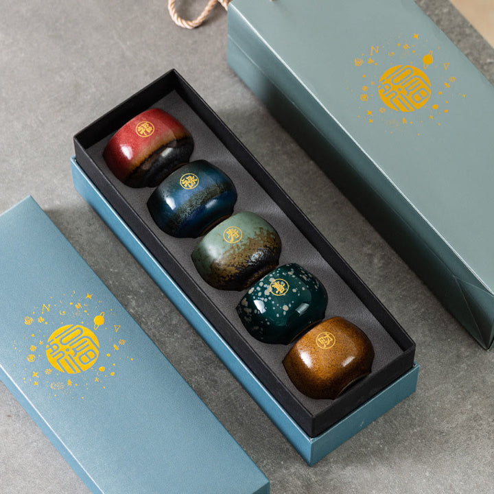 Tazza da tè in ceramica dipinta a mano con motivo Fu Buddha Stones, tazza da tè Kung Fu con scatola regalo - image 9