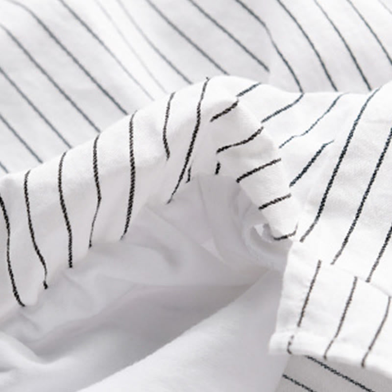 Camicia da uomo in cotone a maniche lunghe con colletto rialzato e righe 2 in 1 Buddha Stones Fall - image 5