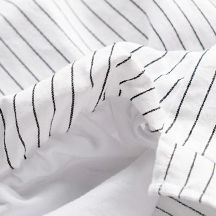 Camicia da uomo in cotone a maniche lunghe con colletto rialzato e righe 2 in 1 Buddha Stones Fall - image 5