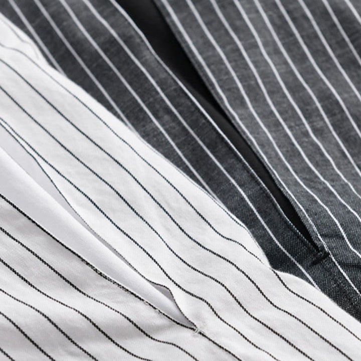 Camicia da uomo in cotone a maniche lunghe con colletto rialzato e righe 2 in 1 Buddha Stones Fall - image 18