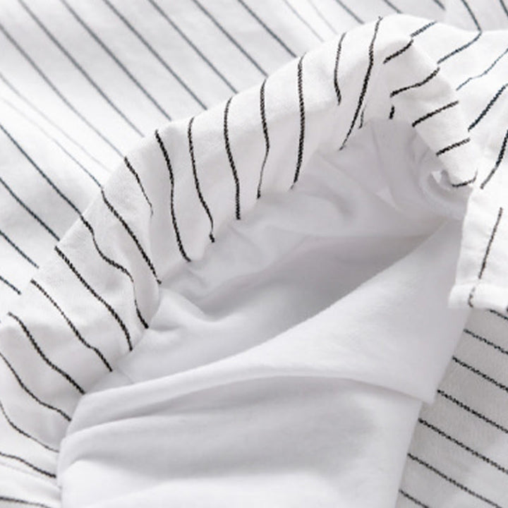 Camicia da uomo in cotone a maniche lunghe con colletto rialzato e righe 2 in 1 Buddha Stones Fall - image 6