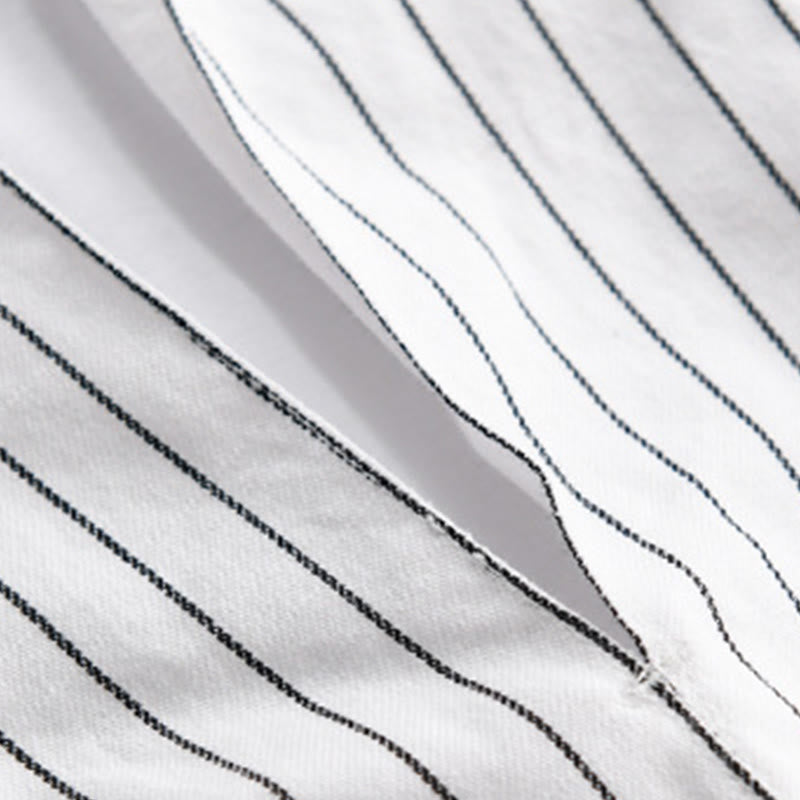 Camicia da uomo in cotone a maniche lunghe con colletto rialzato e righe 2 in 1 Buddha Stones Fall - image 4