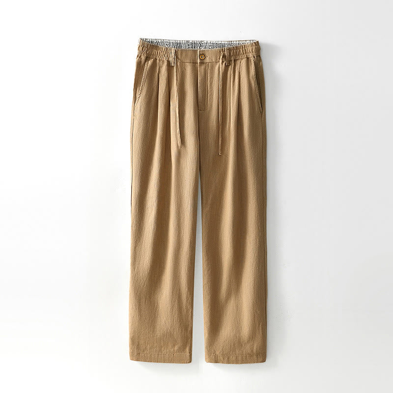 Pantaloni larghi da uomo in lino con coulisse e cerniera, modello Buddha Stones Fall Solid, con tasche - Cachi - US/UK/AU44, EU54 (4XL) - image 20