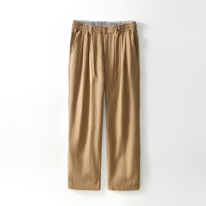 Pantaloni larghi da uomo in lino con coulisse e cerniera, modello Buddha Stones Fall Solid, con tasche - Cachi - US/UK/AU44, EU54 (4XL) - image 20