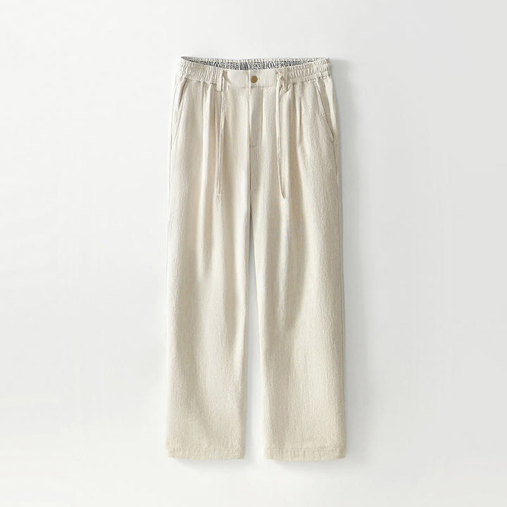 Pantaloni larghi da uomo in lino con coulisse e cerniera, modello Buddha Stones Fall Solid, con tasche - Biancheria - US/UK/AU44, EU54 (4XL) - image 25