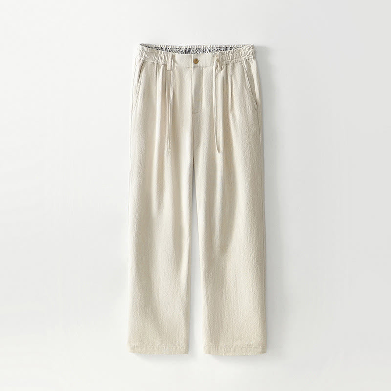 Pantaloni larghi da uomo in lino con coulisse e cerniera, modello Buddha Stones Fall Solid, con tasche - Biancheria - US/UK/AU44, EU54 (4XL) - image 25