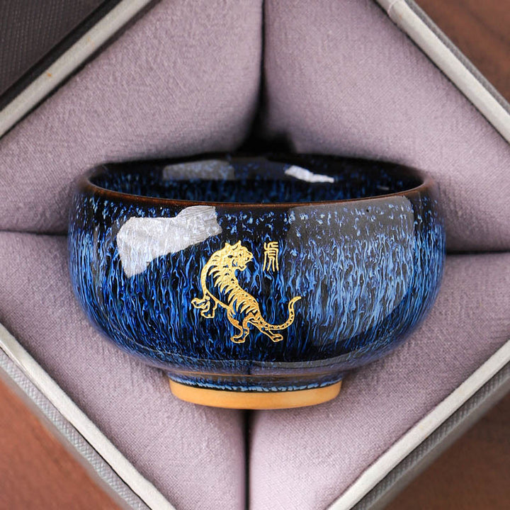 Tazza da tè in ceramica con Buddha Stones, zodiaco cinese, anno del cavallo, tazza da tè Kung Fu, 135 ml - Tigre 7,5 cm*4,8 cm*135 ml - image 3