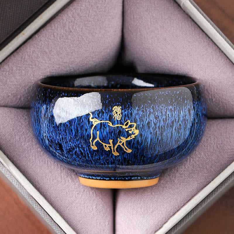 Tazza da tè in ceramica con Buddha Stones, zodiaco cinese, anno del cavallo, tazza da tè Kung Fu, 135 ml - Maiale 7,5 cm*4,8 cm*135 ml - image 11