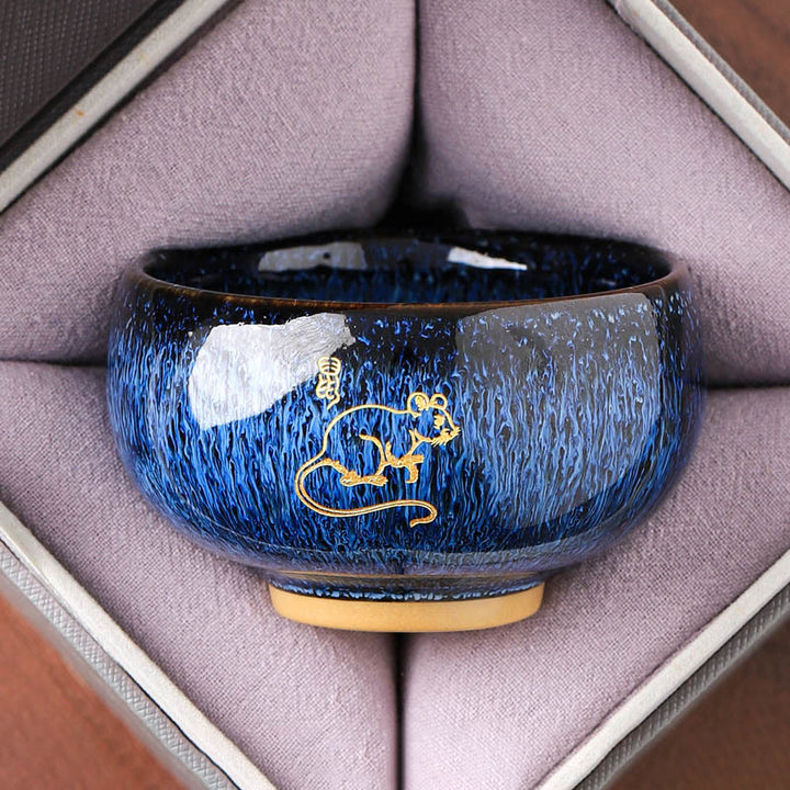 Tazza da tè in ceramica con Buddha Stones, zodiaco cinese, anno del cavallo, tazza da tè Kung Fu, 135 ml - Topo 7,5 cm*4,8 cm*135 ml - image 1