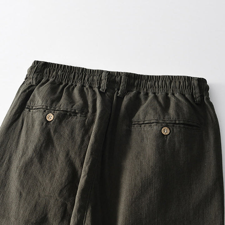 Pantaloni larghi da uomo in lino con coulisse e cerniera, modello Buddha Stones Fall Solid, con tasche - image 16