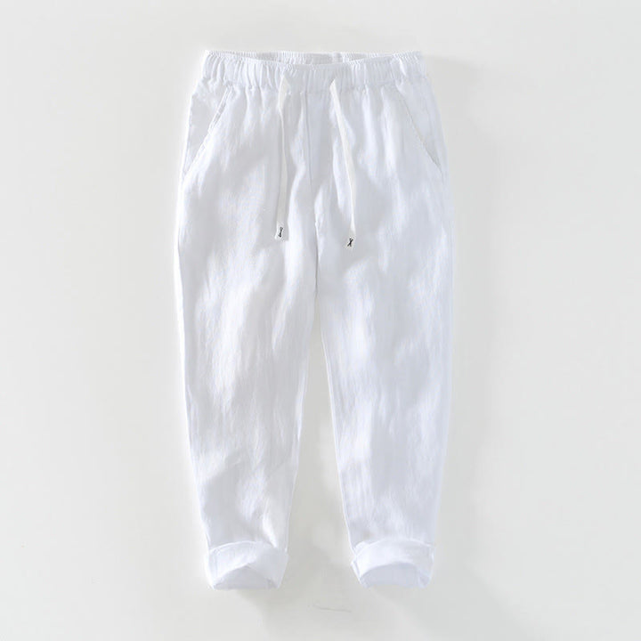 Pantaloni da uomo in lino alla caviglia con coulisse e elastico in vita, modello Buddha Stones Fall Solid, con tasche - Bianco - US/UK/AU44, EU54 (4XL) - image 30
