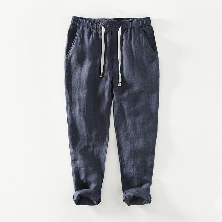 Pantaloni da uomo in lino alla caviglia con coulisse e elastico in vita, modello Buddha Stones Fall Solid, con tasche - SteelBlue - US/UK/AU44, EU54 (4XL) - image 18