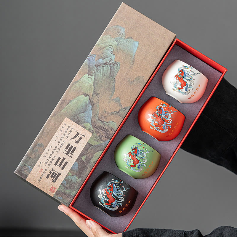 Tazza da tè in ceramica dipinta a mano con motivo Buddha Stones Year of the Horse, tazza da tè Kung Fu  - image 2