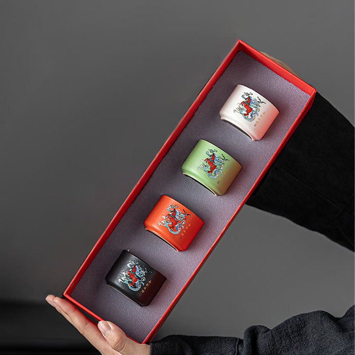 Tazza da tè in ceramica dipinta a mano con motivo Buddha Stones Year of the Horse, tazza da tè Kung Fu  - Set di tazze dritte 5,3 cm * 4 cm * 50 ml - image 8