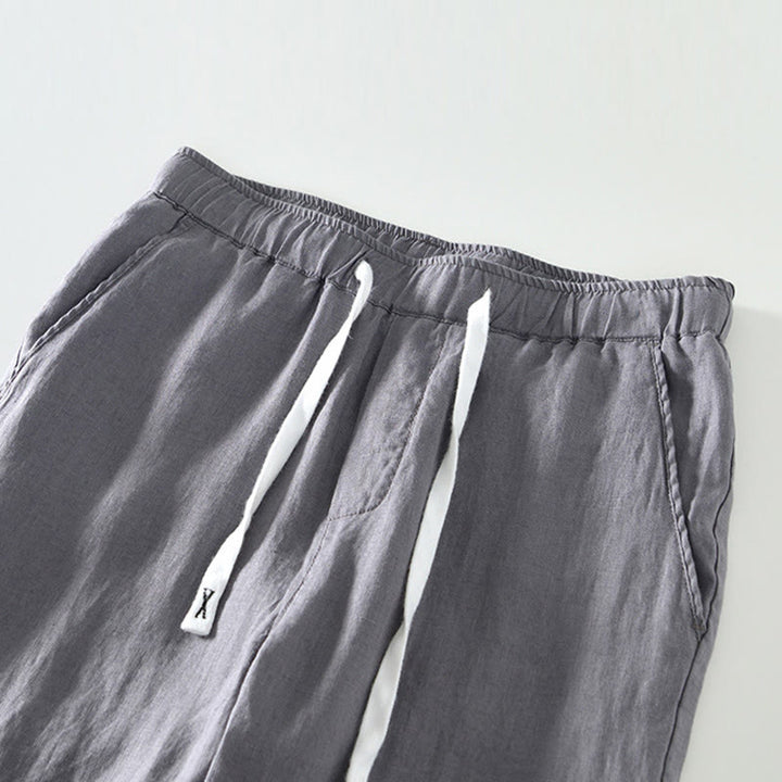 Pantaloni da uomo in lino alla caviglia con coulisse e elastico in vita, modello Buddha Stones Fall Solid, con tasche - image 16