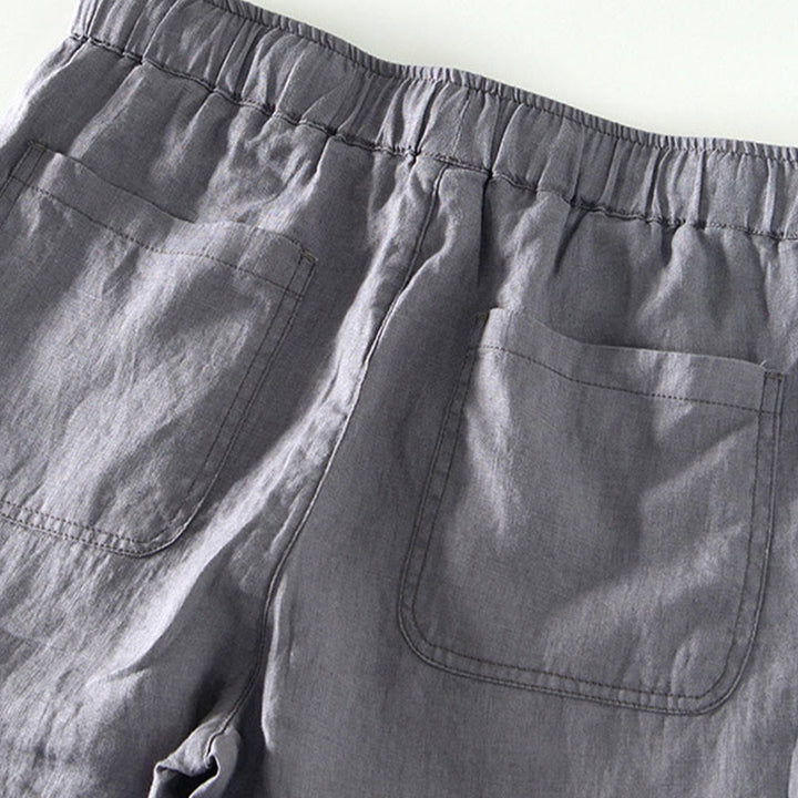 Pantaloni da uomo in lino alla caviglia con coulisse e elastico in vita, modello Buddha Stones Fall Solid, con tasche - image 17