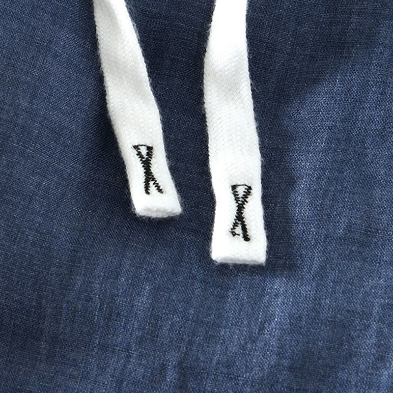 Pantaloni da uomo in lino alla caviglia con coulisse e elastico in vita, modello Buddha Stones Fall Solid, con tasche - image 10