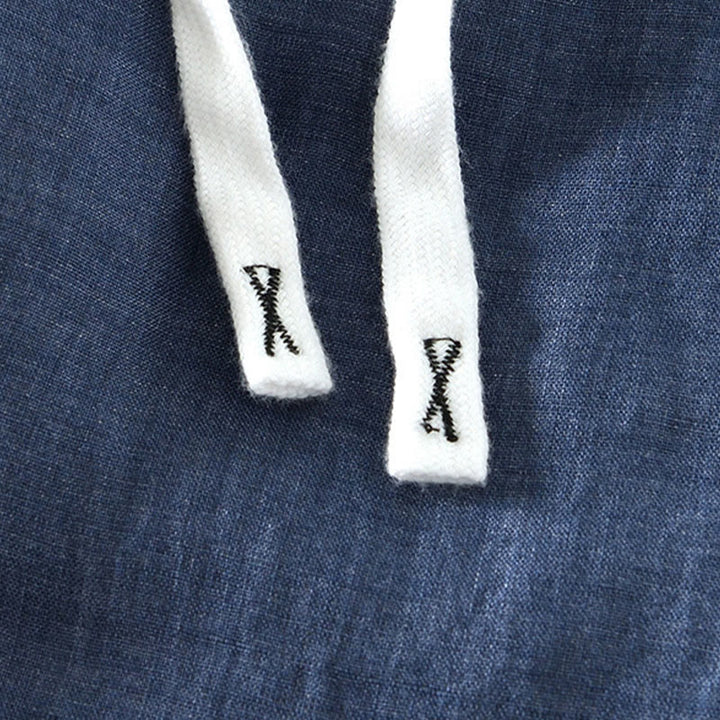 Pantaloni da uomo in lino alla caviglia con coulisse e elastico in vita, modello Buddha Stones Fall Solid, con tasche - image 10