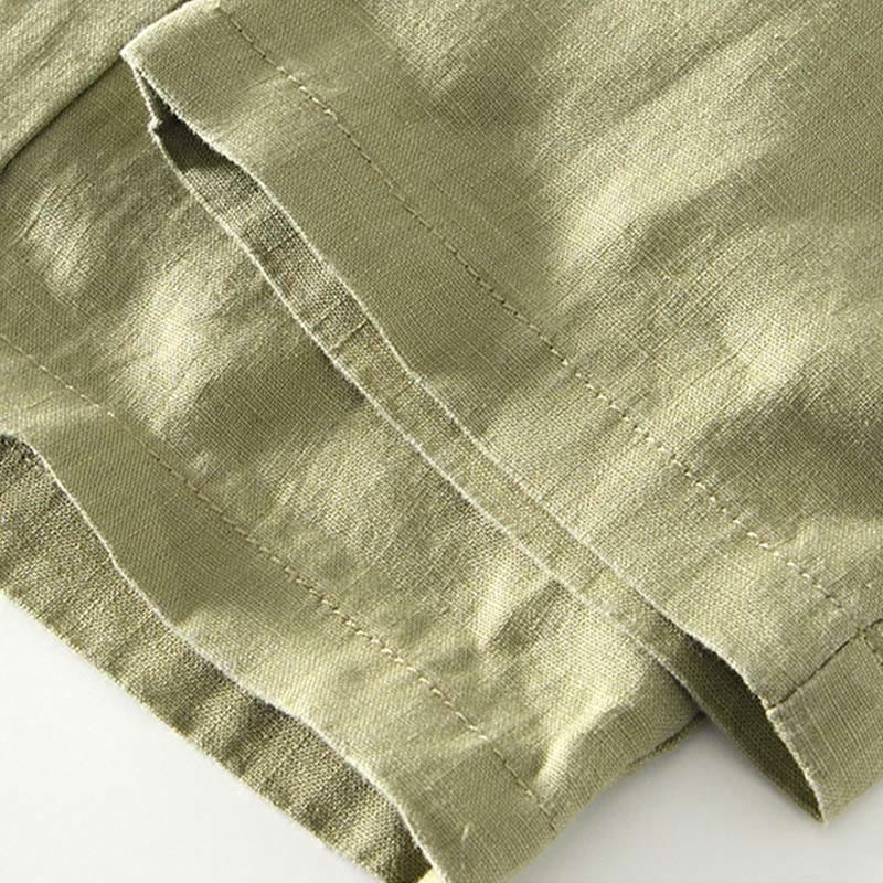 Pantaloni da uomo in lino alla caviglia con coulisse e elastico in vita, modello Buddha Stones Fall Solid, con tasche - image 24
