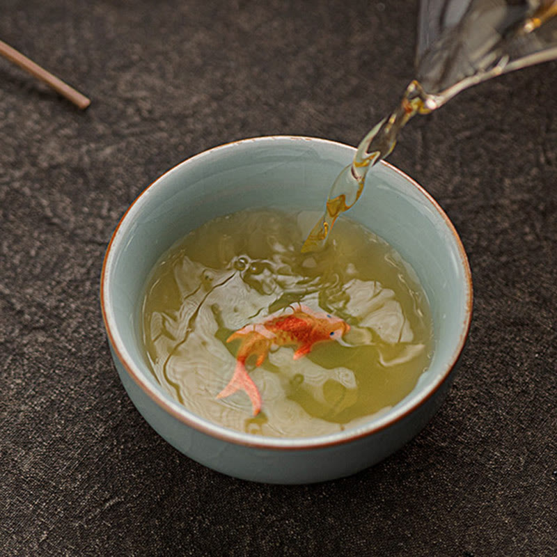 Tazza da tè in ceramica dipinta a mano con motivo Buddha Stones Koi Fish, tazza da tè Kung Fu da 50 ml - image 6