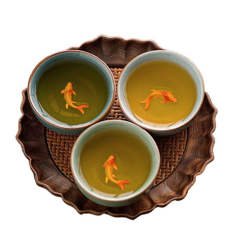 Tazza da tè in ceramica dipinta a mano con motivo Buddha Stones Koi Fish, tazza da tè Kung Fu da 50 ml - image 13