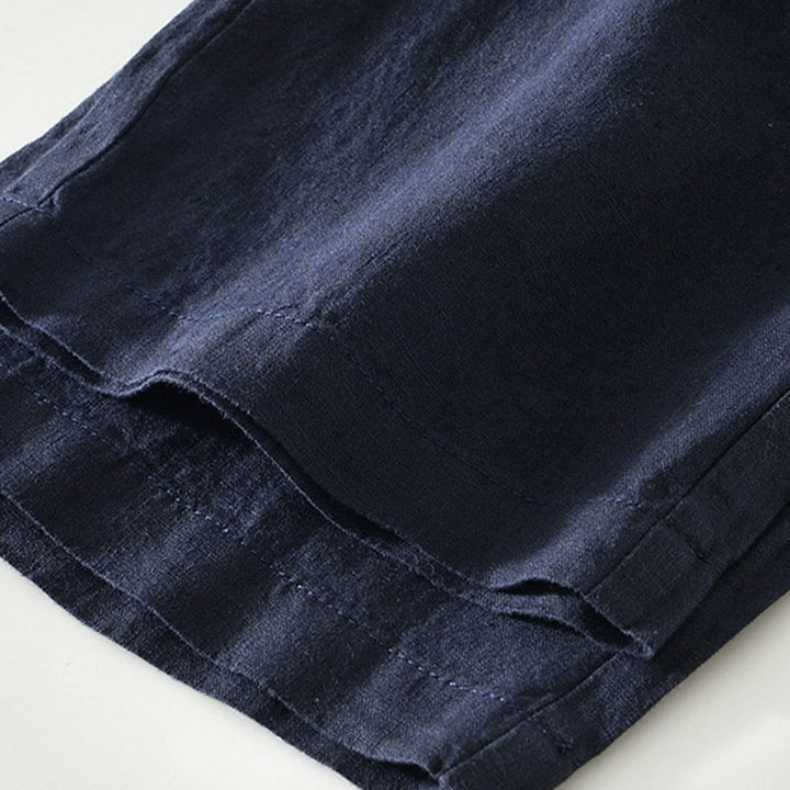 Pantaloni da uomo in lino con gamba dritta, tasche e coulisse elastica in vita, Buddha Stones Fall - image 4