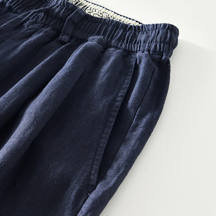 Pantaloni da uomo in lino con gamba dritta, tasche e coulisse elastica in vita, Buddha Stones Fall - image 3