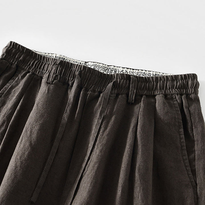 Pantaloni da uomo in lino con gamba dritta, tasche e coulisse elastica in vita, Buddha Stones Fall - image 12