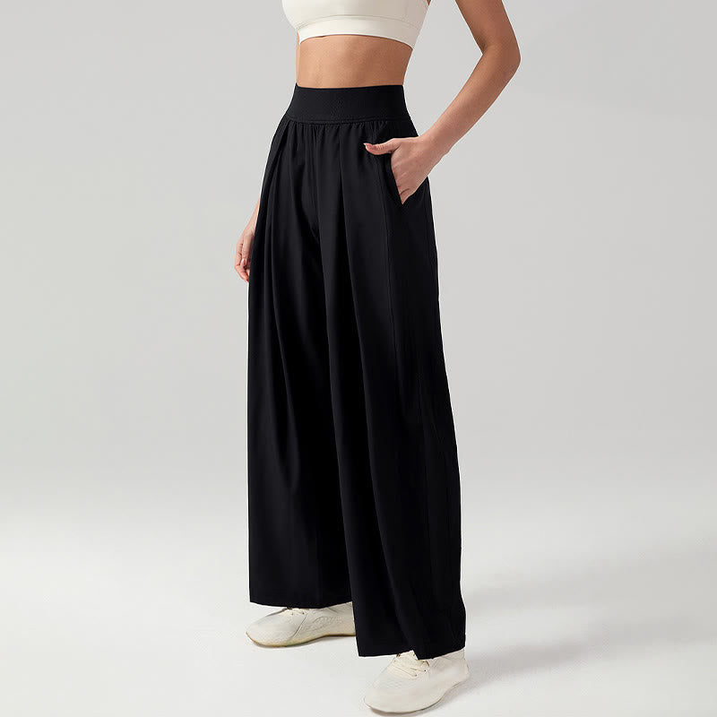 Pantaloni sportivi da yoga con tasche, a gamba larga, traspiranti, tinta unita, da donna, con Buddha Stones - image 4